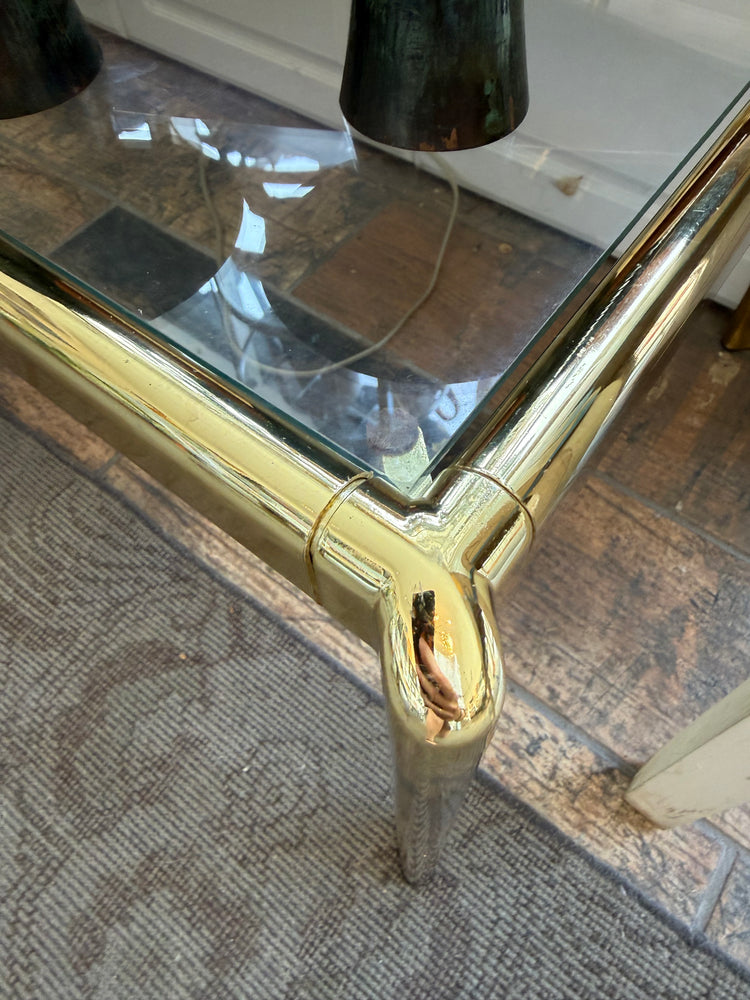 Brass and Glass Rectangular Coffee Table