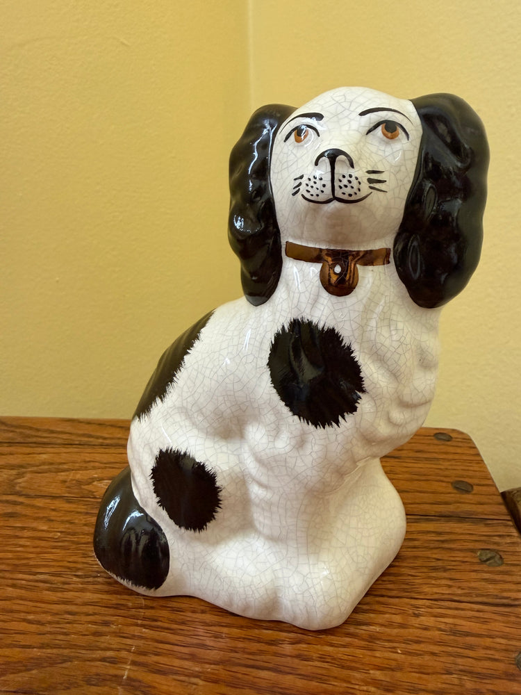 Pair of Black and White Staffordshire Dogs
