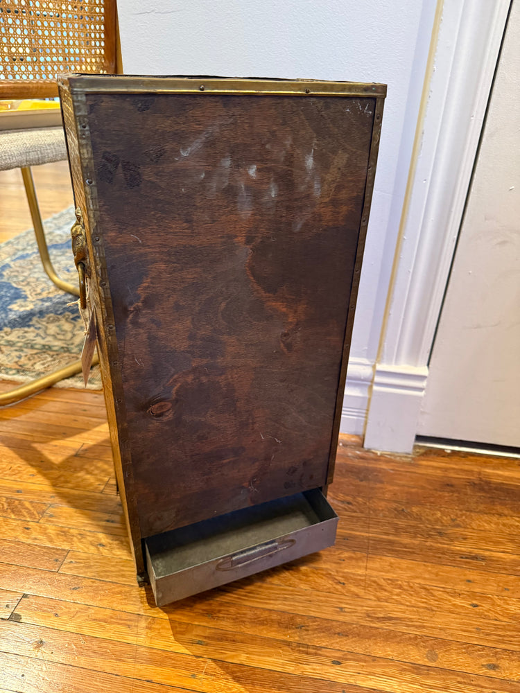 Brass & Wood Umbrella Stand/Fireplace Tool Holder