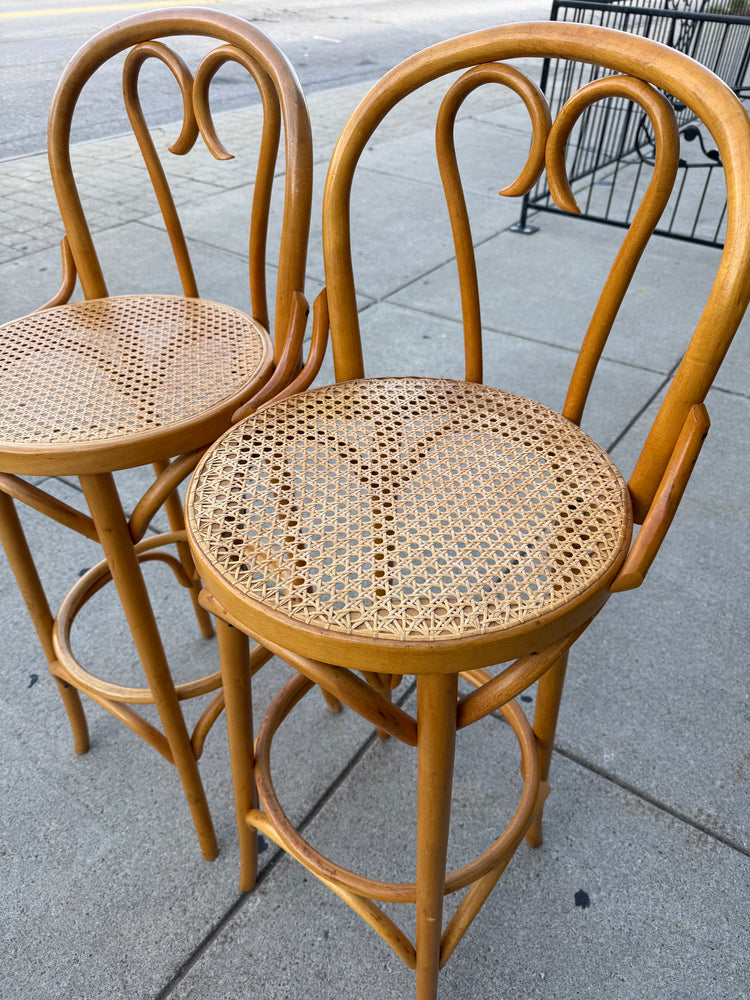 Set of 4 Thonet-style Bentwood Bar Stools