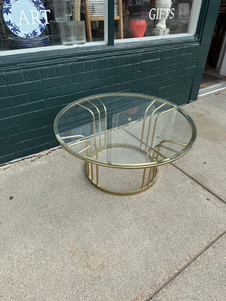 Brass and glass coffee table