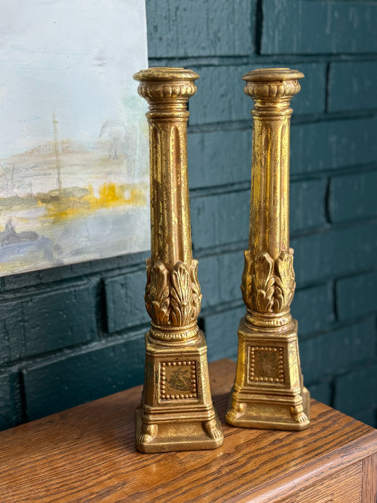 Pair of Gilded Candlesticks (12”)