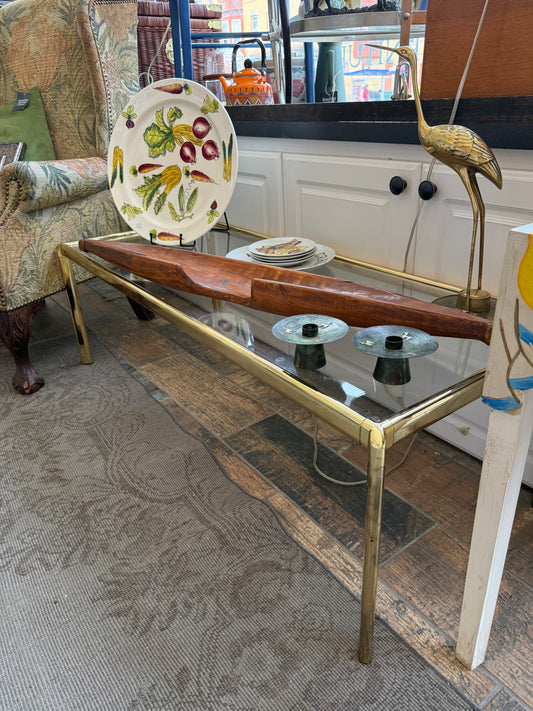 Brass and Glass Rectangular Coffee Table
