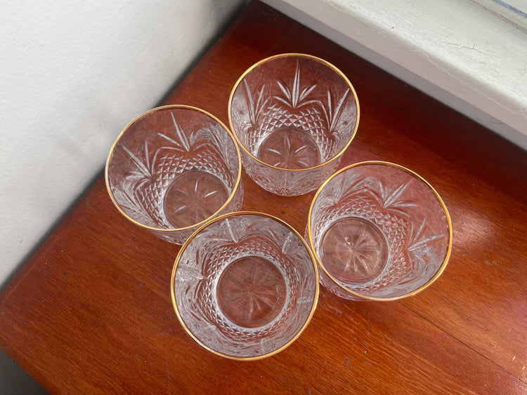 Set of 4 Gold-Rimmed Rocks Glasses