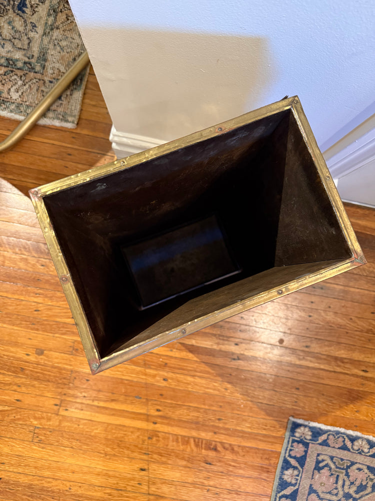 Brass & Wood Umbrella Stand/Fireplace Tool Holder
