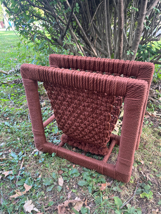 1970s Macrame Magazine Rack