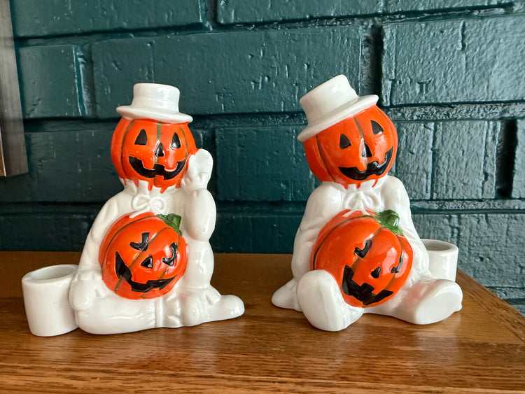 Pair of Pumpkinhead Candleholders