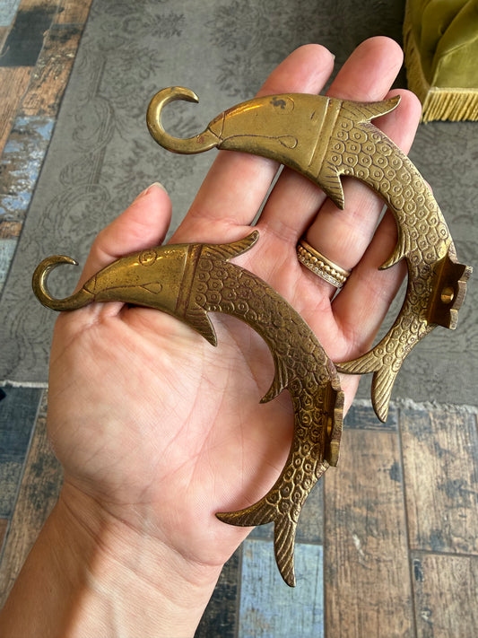 Pair of Brass Fish Hooks