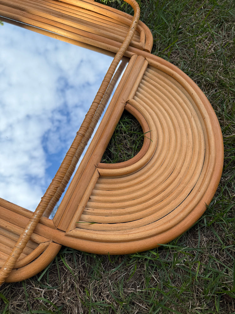 Rattan and Bamboo Mirror