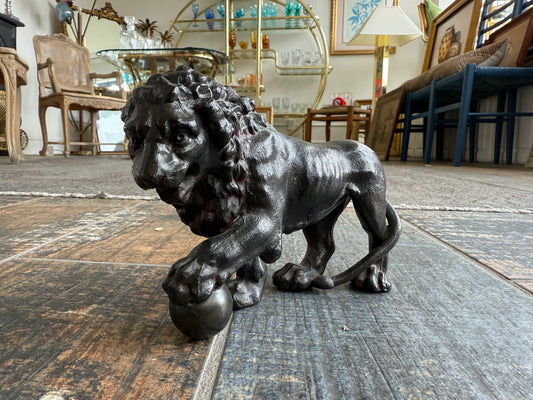 Lion Sculpture with Ball
