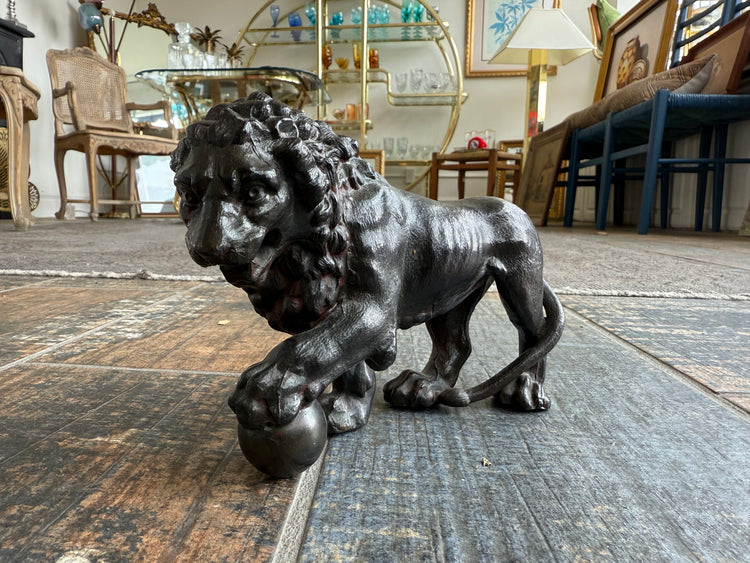 Lion Sculpture with Ball