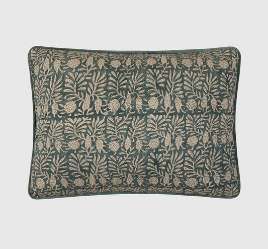 Block Print Leaf Squares Pillow