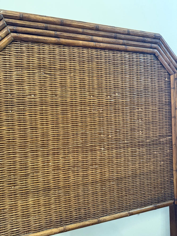 1970s Faux Bamboo & Wicker Headboard