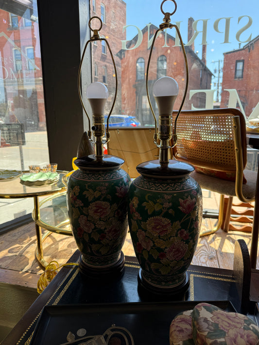 Pair of Floral Lamps