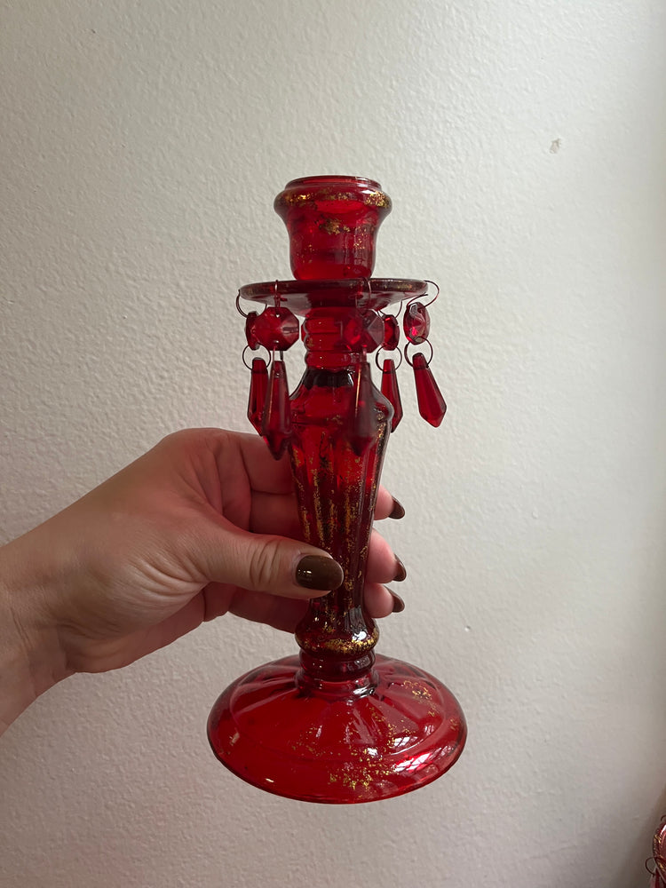 Red Glass Candlesticks