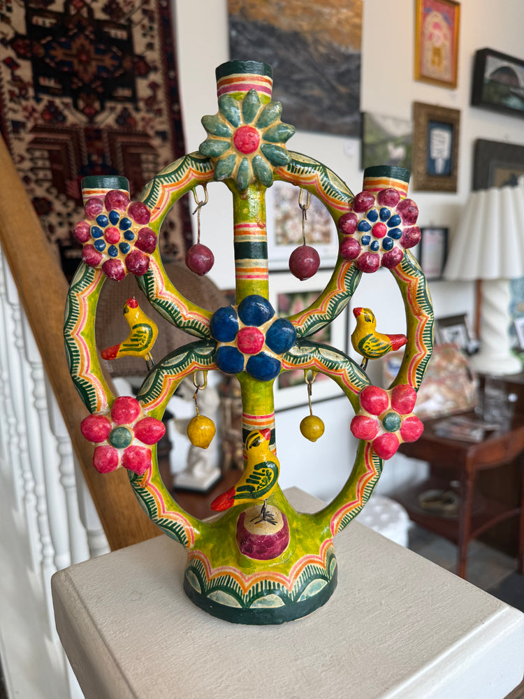 Mexican Folk Art Tree of Life Candelabra