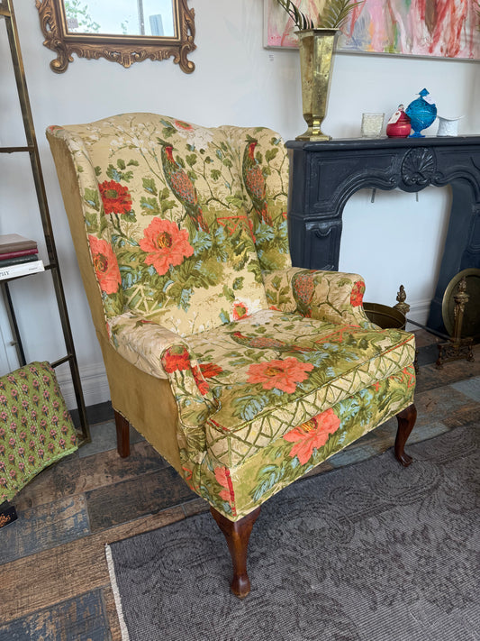 Wingback Chair in Peony Garden Print