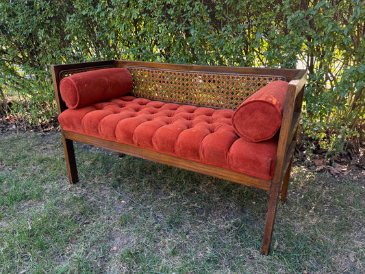 Midcentury rattan bench