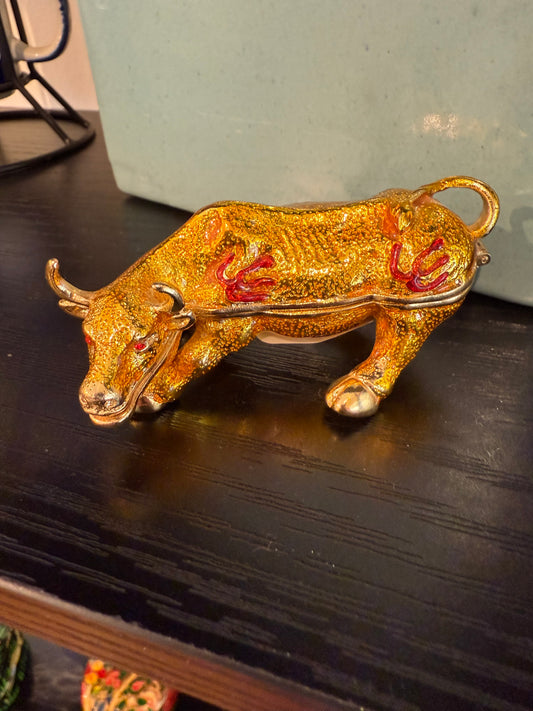 Jeweled Bull Trinket Box