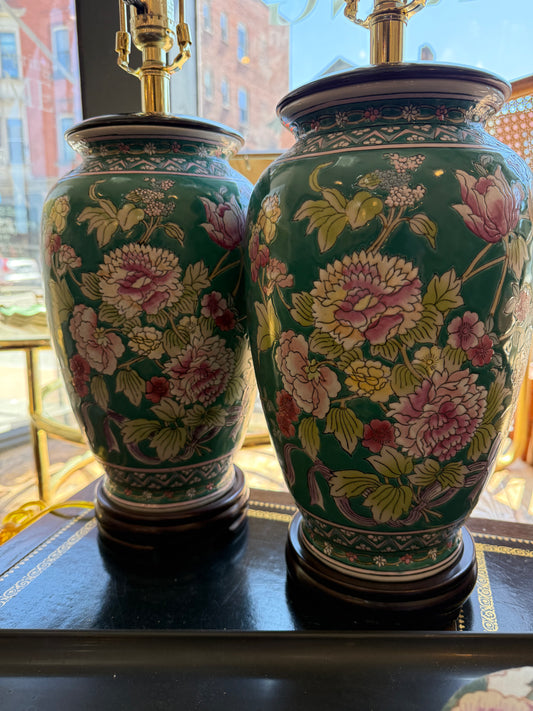 Pair of Floral Lamps