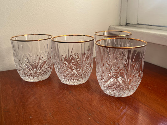 Set of 4 Gold-Rimmed Rocks Glasses