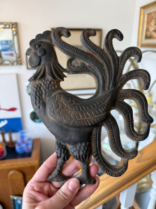 Cast iron decorative rooster