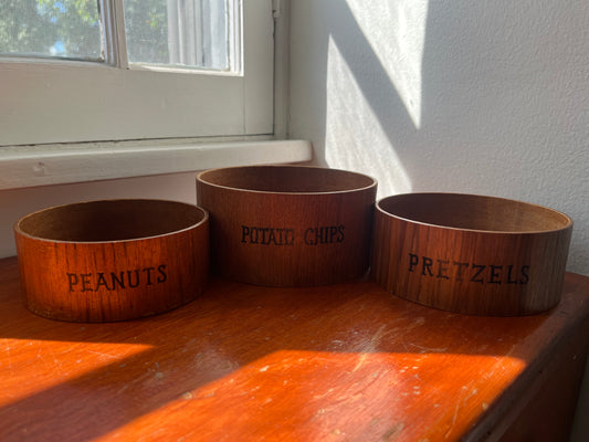 Teak Nesting Snack Bowls