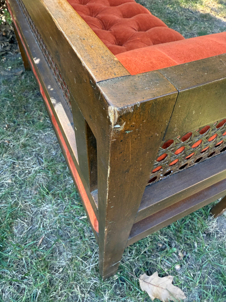 Midcentury rattan bench