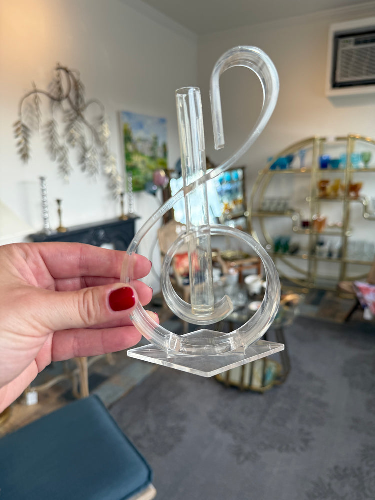 1970s lucite treble clef Bud vase