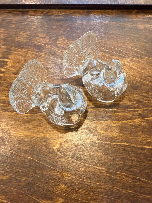 Glass Hen Candlestick Holders