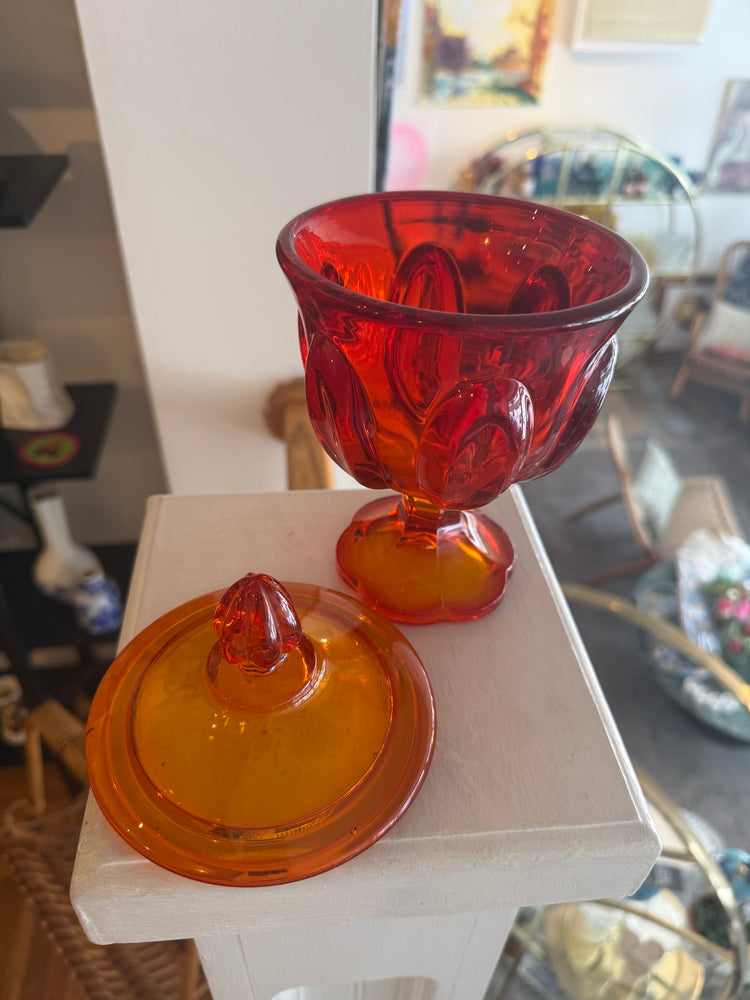 Viking Glass L.E. Smith Amberina Candy Dish
