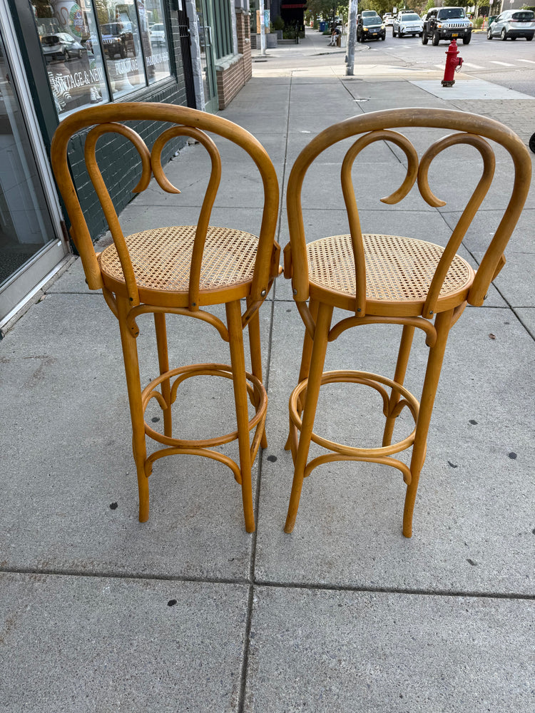 Set of 4 Thonet-style Bentwood Bar Stools
