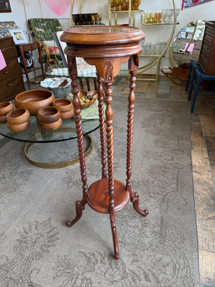 Antique Mahogany Barley Twist Plant Stand