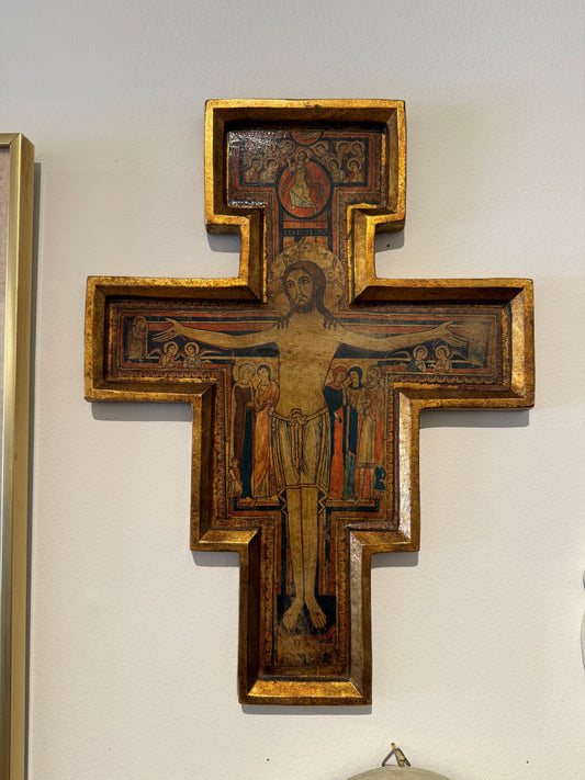 Large Wooden Italian Crucifix Icon