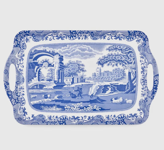 Blue Italian Large Melamine Handled Tray
