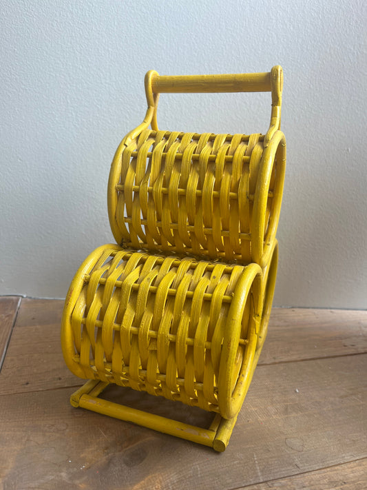 Yellow Wicker Wine Holder