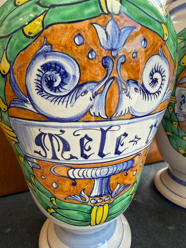 Vintage Italian Albarello Apothecary Jar (Mele-r)