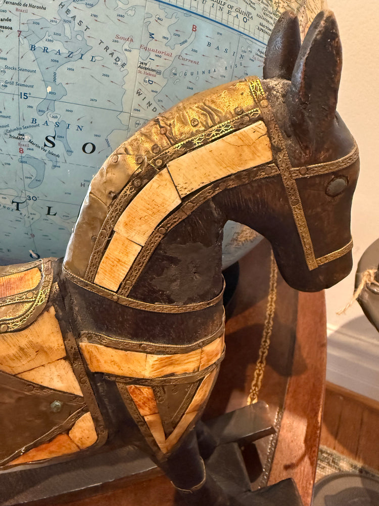 Folk Art Bone & Metal rocking horse