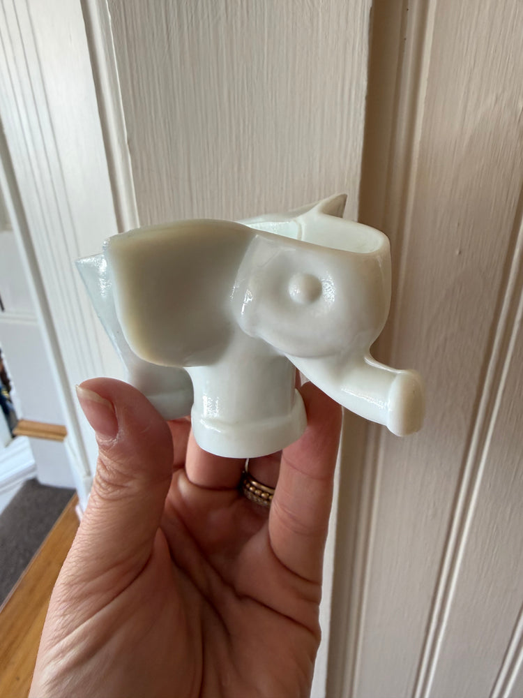 Milk Glass Elephant Pipe Rest