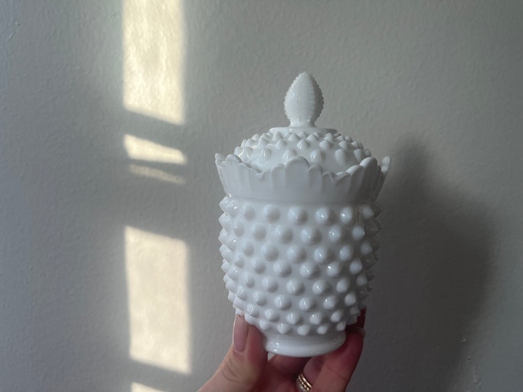 Hobnail Milk Glass Candle in Kinfolk Scent