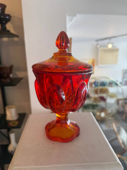 Viking Glass L.E. Smith Amberina Candy Dish