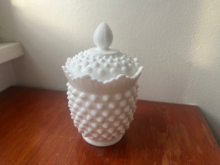 Hobnail Milk Glass Candle in Kinfolk Scent