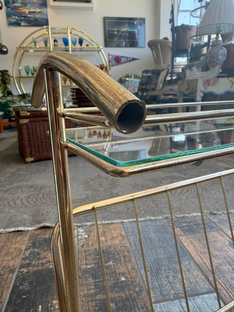 Brass Side Table/ Magazine Rack