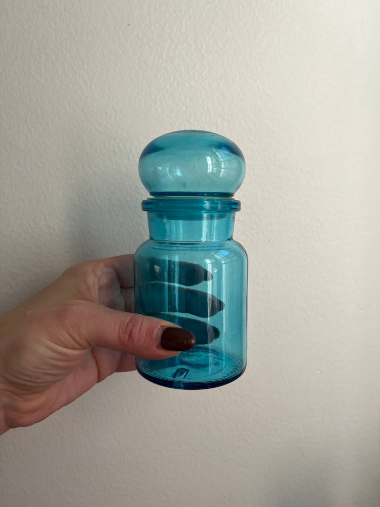 Pair of Blue Glass Apothecary Jars