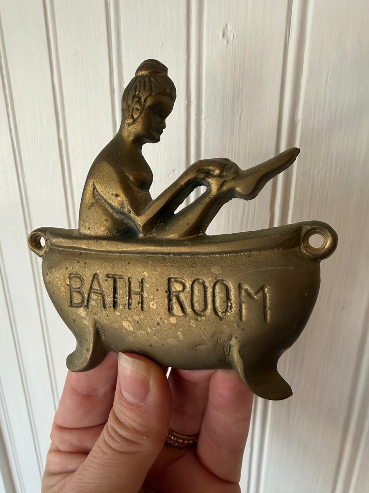 Brass Lady Bathroom Sign