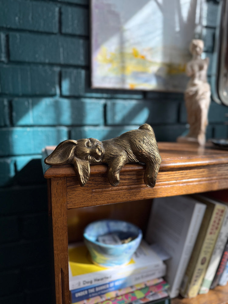 Sleepy Brass Bunny Shelf Sitter