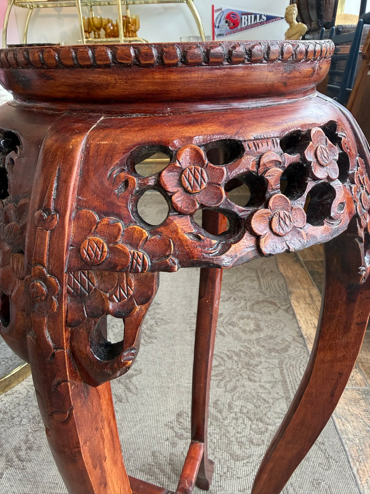 Antique Chinese Rosewood and Marble Plant Stand