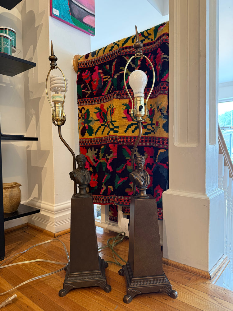 Pair of Neoclassical Bust Lamps