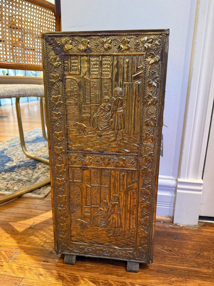 Brass & Wood Umbrella Stand/Fireplace Tool Holder