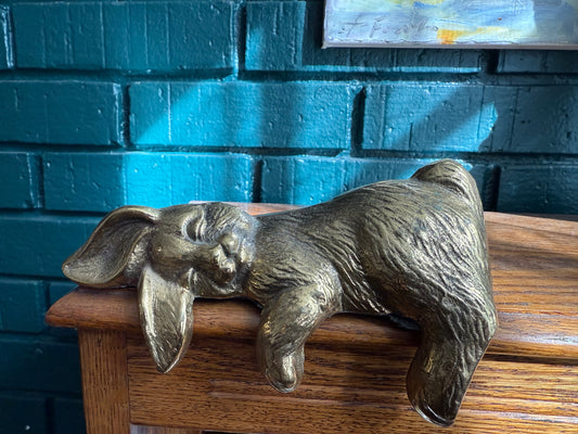 Sleepy Brass Bunny Shelf Sitter